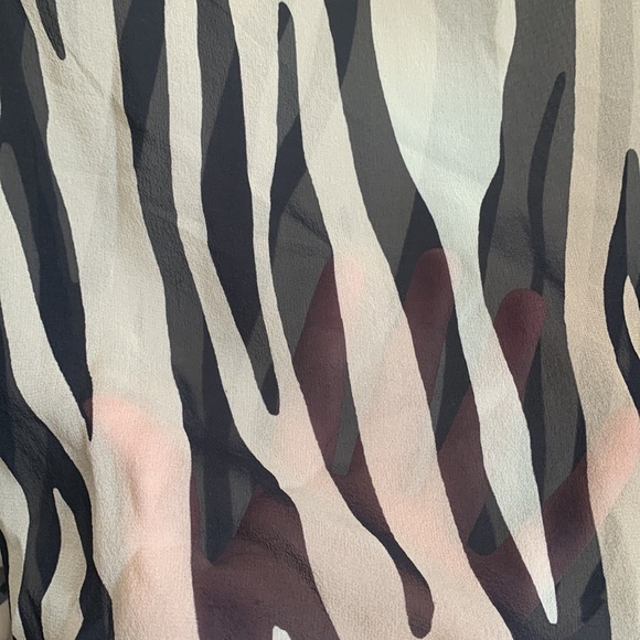 ST. JOHN 100% Silk Sheer Zebra Print Top/Blouse size M/L - Picture 3 of 10